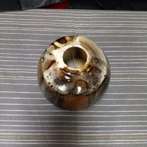 ROKU Earthenware multi glazed vessel 5in